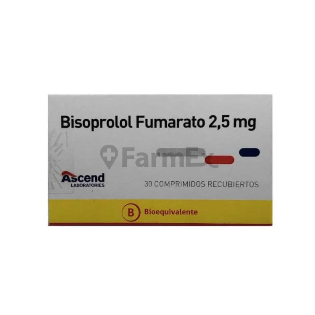 Bisoprolol Fumarato 2.5 mg x 30 comprimidos Farmex-Fonasa-Persistente